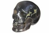 Polished Agate Skull with Quartz Crystal Pocket #148087-3